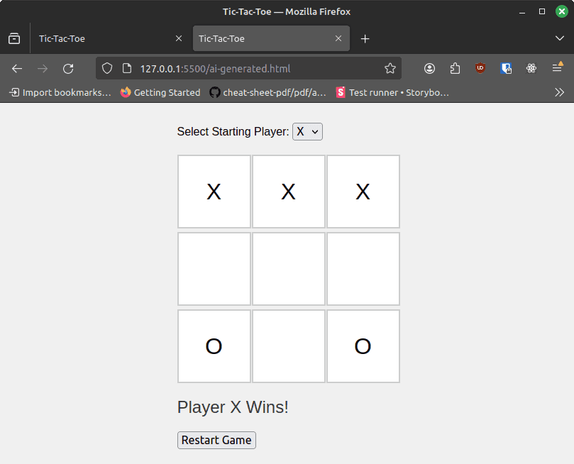 Playing Grid Filled Out - AI Version