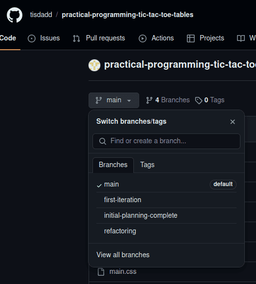 GitHub Branch Dropdown