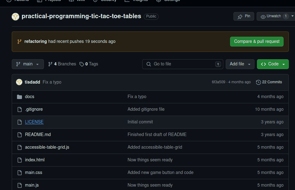 Compare & Pull Request Example